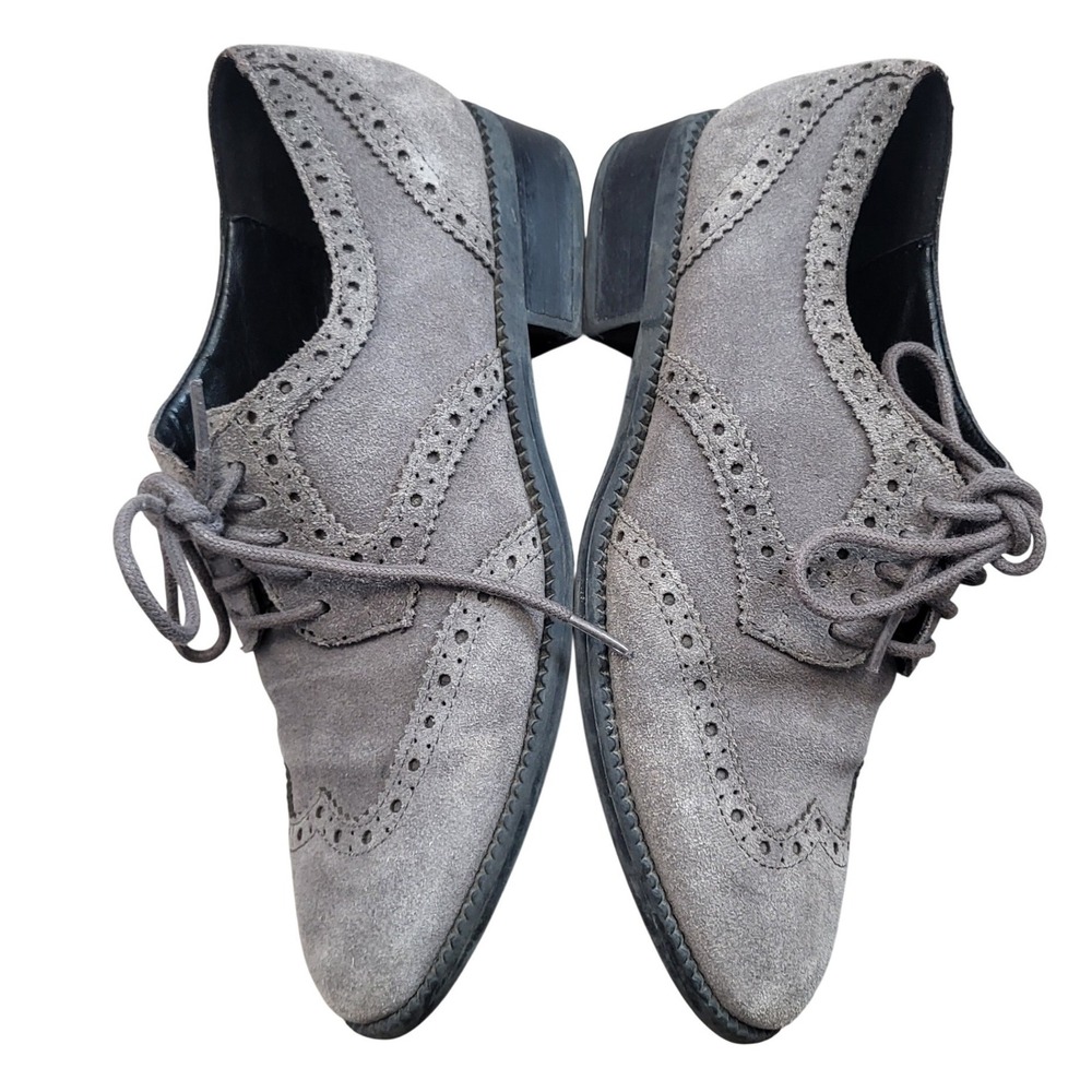 Marc Fisher Womens Gray Suede Wingtip Oxford Brogue Lace Up Shoes Twee Size 5
